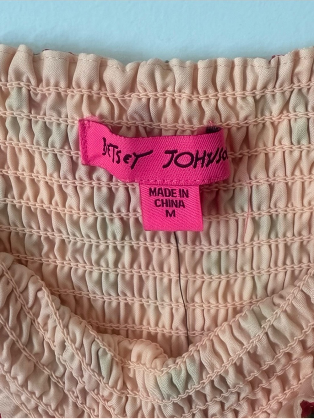 Betsey Johnson Pink Smocked Maxi Dress with Strawberry Details - Picture 3 of 3